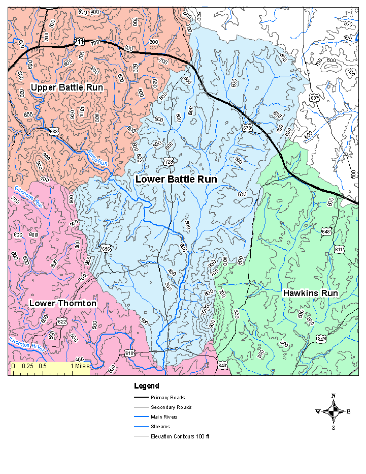 Lower Battle Run, Topographic Map